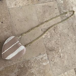 Boutique cream snake print gold chain purse